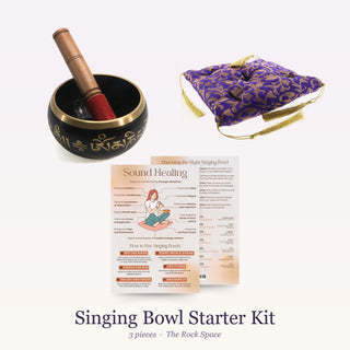 Singing Bowl Starter Kit: Black Brass 5" Singing Bowl, Singing Bowl Cushion - Large, QuickStudy Guide 2.0 - Sound Healing