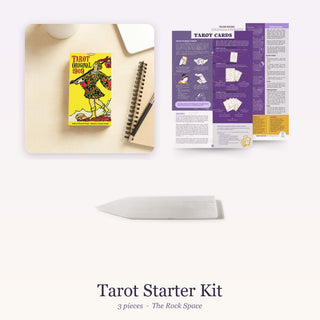 Tarot Starter Kit: Tarot Original 1909 - Deck, QuickStudy Guide 2.0 - Tarot, Selenite Charging Plate (Bar) 8"