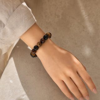 Tiger's Eye Mix Round Bracelet - 12mm from Stonebridge Imports
