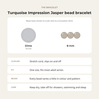 Turquoise Impression Jasper Round Bracelet - 8mm (Enhanced) from The Rock Space