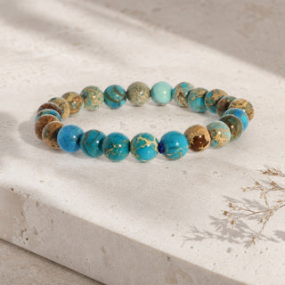 Turquoise Impression Jasper Round Bracelet - 8mm (Enhanced) from The Rock Space