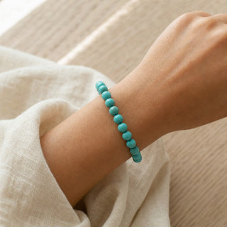 Turquoise Round Bracelet - 8mm (Enhanced) from The Rock Space