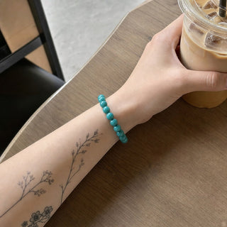 Turquoise Round Bracelet - 8mm (Enhanced) from The Rock Space