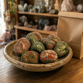 Unakite Tumbled Stones - India from The Rock Space