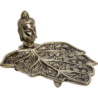 Metal Incense Holder - Buddha On Leaf    from The Rock Space