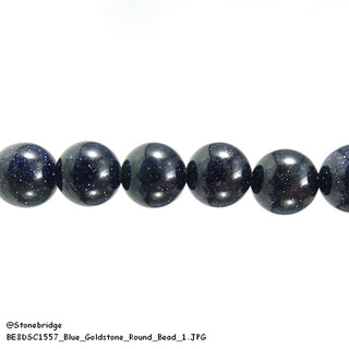 Blue Goldstone - Round Strand 15" - 8mm    from The Rock Space