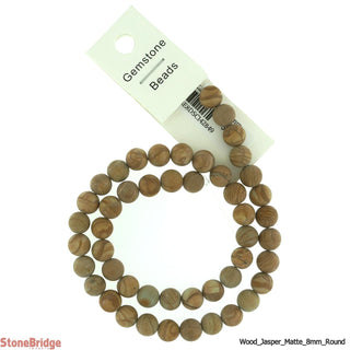Wood Jasper Matte - Round Strand 15" - 8mm    from The Rock Space