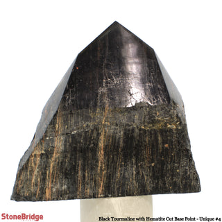 Black Tourmaline & Hematite Cut Base, Polished Point U#4    from The Rock Space