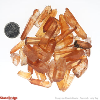 Tangerine Quartz Points - Assorted - 100g Bag    from The Rock Space