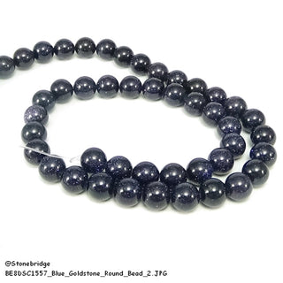 Blue Goldstone - Round Strand 15" - 12mm    from The Rock Space
