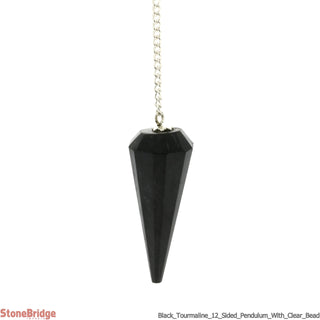 Black Tourmaline Multifaceted Pendulum with Bead    from The Rock Space