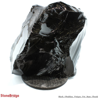 Obsidian Black Boulder Cut-Base U#74 - 17"    from The Rock Space