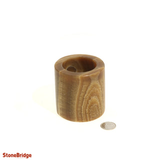 Aragonite Brown Round Candle Holder - Short    from The Rock Space