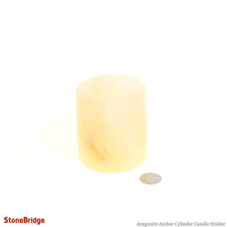 Aragonite Amber Round Candle Holder - Short    from The Rock Space