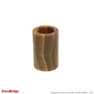 Aragonite Brown Round Candle Holder - Tall    from The Rock Space