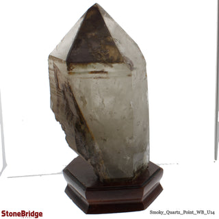Smoky Quartz Point On Wood Base U#14 - 13 1/2"    from The Rock Space