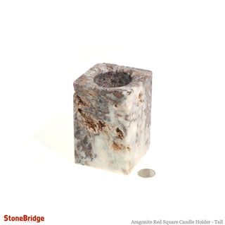 Aragonite Red Cubic Candle Holder - Tall    from The Rock Space