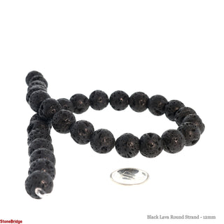 Black Lava Round Strand - 12mm    from The Rock Space
