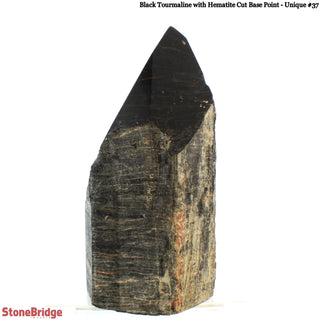 Black Tourmaline & Hematite Cut Base, Polished Point U#37    from The Rock Space