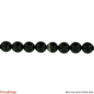 Black Onyx Banded Faceted - Round Strand 15" - 10mm    from The Rock Space
