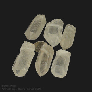 Quartz Natural Point Drilled - 1" to 1 1/2" (bag of 6 pieces)    from The Rock Space