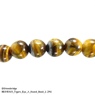 Tiger Eye A - Round Strand 15" - 8mm    from The Rock Space