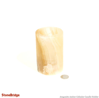 Aragonite Amber Round Candle Holder - Tall    from The Rock Space