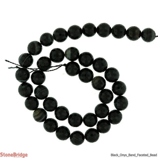 Black Onyx Banded Faceted - Round Strand 15" - 10mm    from The Rock Space