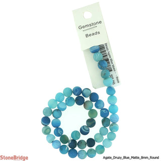 Druzy Agate Blue Matte - Round Strand 15" - 8mm    from The Rock Space