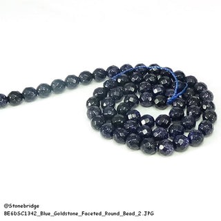 Blue Goldstone Faceted - Round Strand 15" - 6mm    from The Rock Space