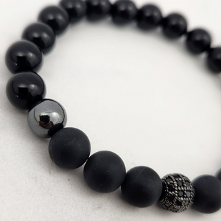 Black Onyx & Black Agate & Hematite &
Zirconium Bracelet - 8mm    from The Rock Space